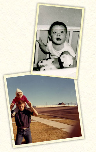 Tim as a baby (above) and in eighth grade with his little sister Martha